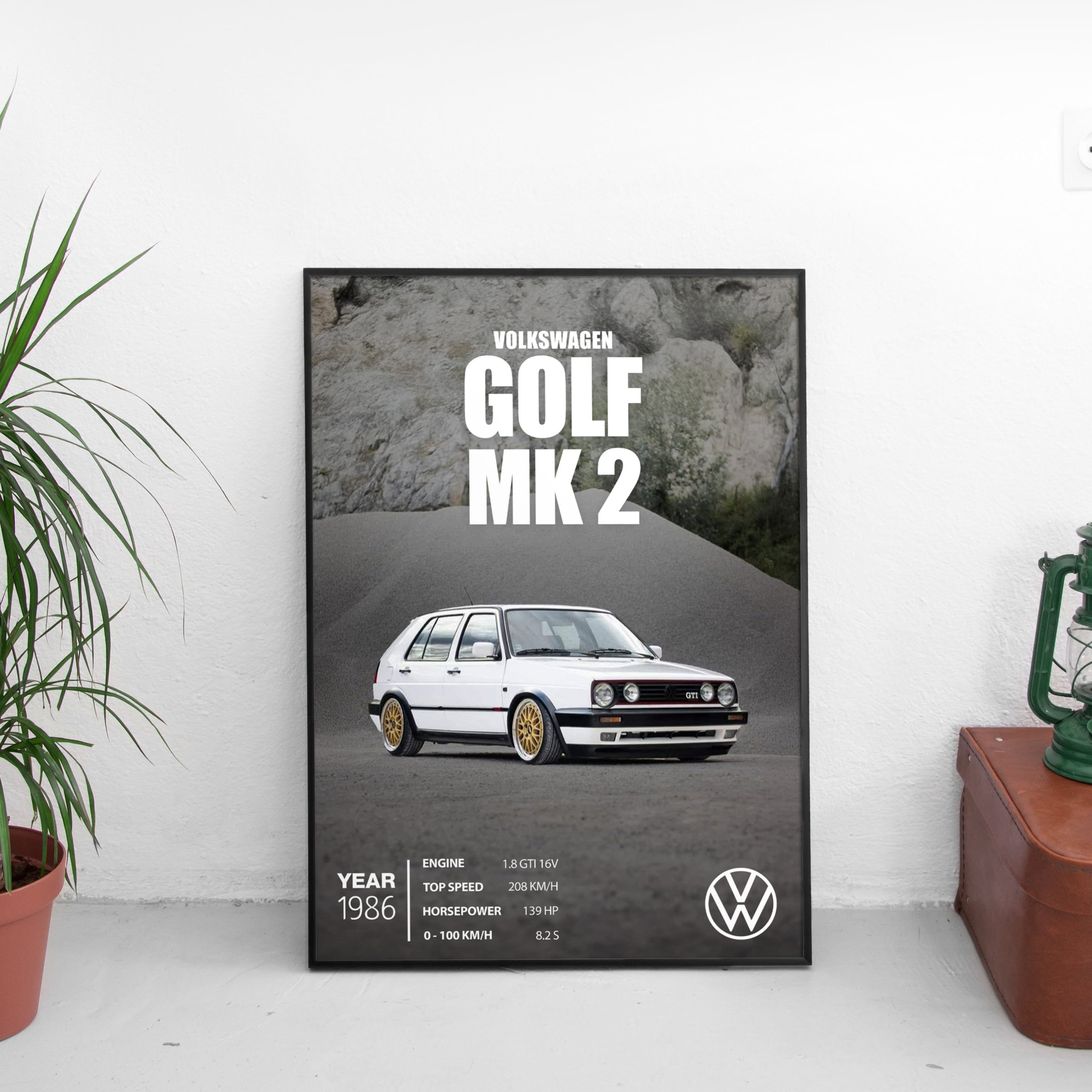 Volkswagen Golf MK2 Poster (1986) - Custom Car Poster