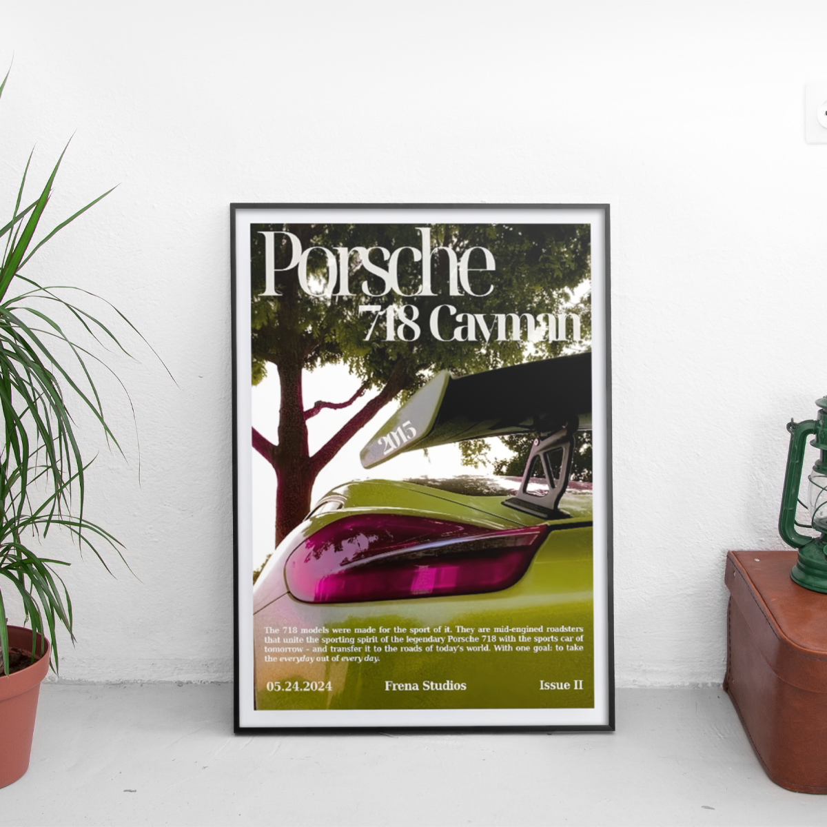 Porsche 718 Cayman - Frena Studios - framed wall mockup