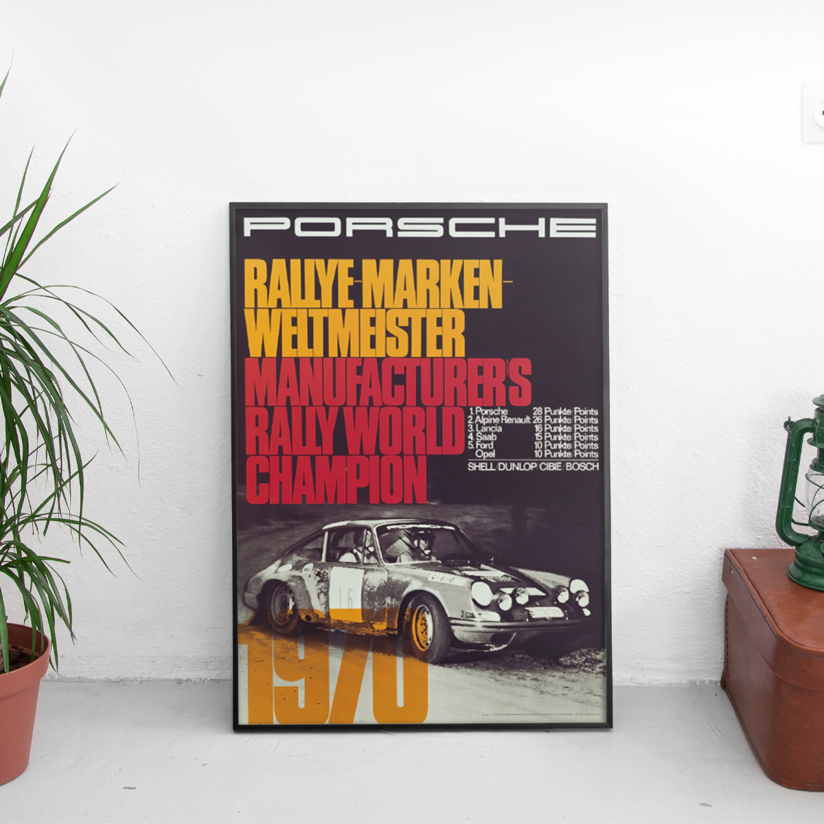 Porsche Rally World Champion 1970 - framed wall mockup