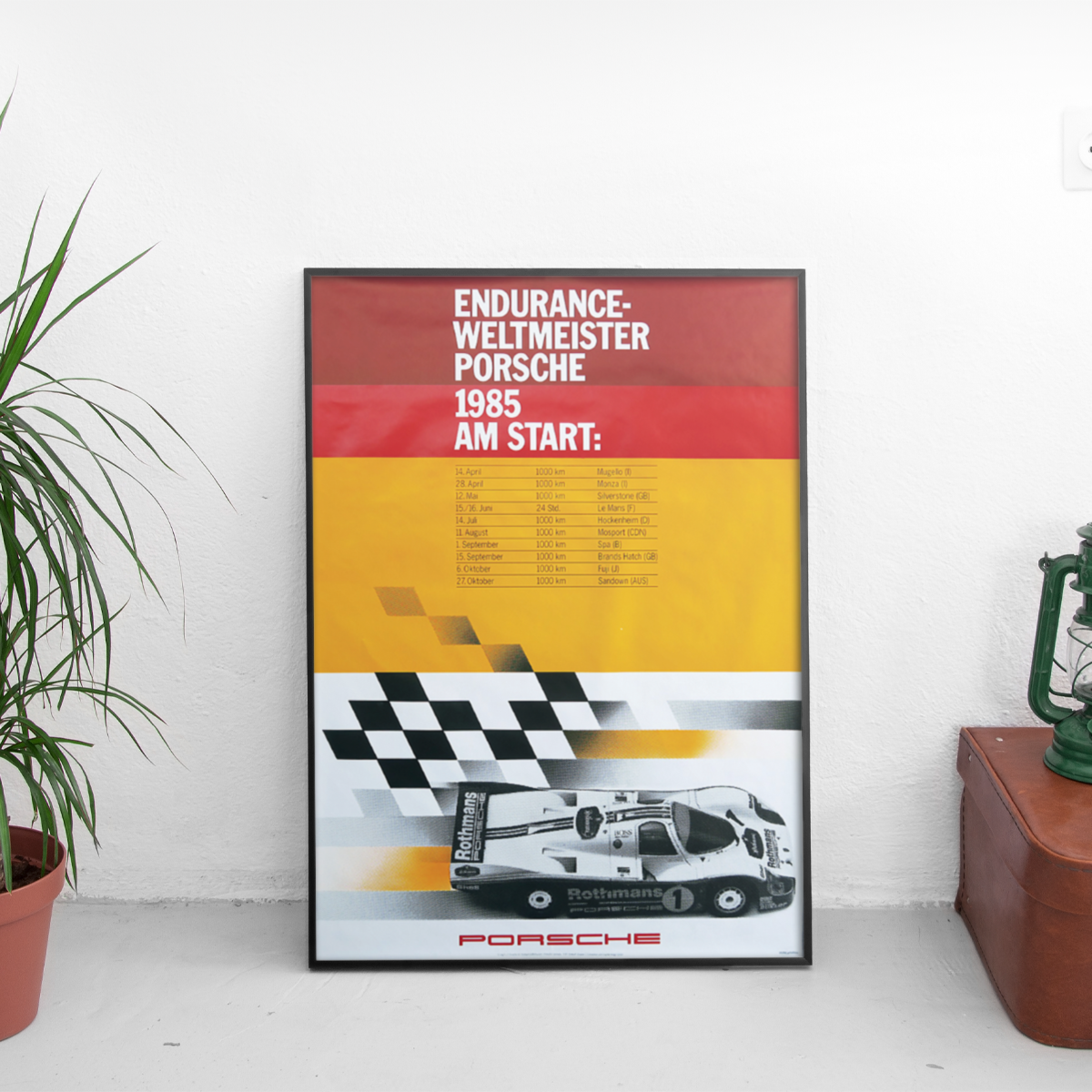 Porsche Endurance World Champion '85 - framed wall mockup