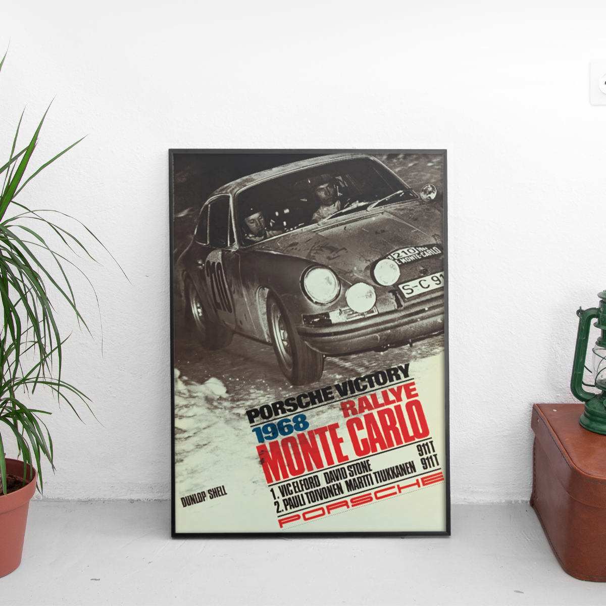 Monte Carlo Rallye '68 - Porsche 911T - framed wall mockup