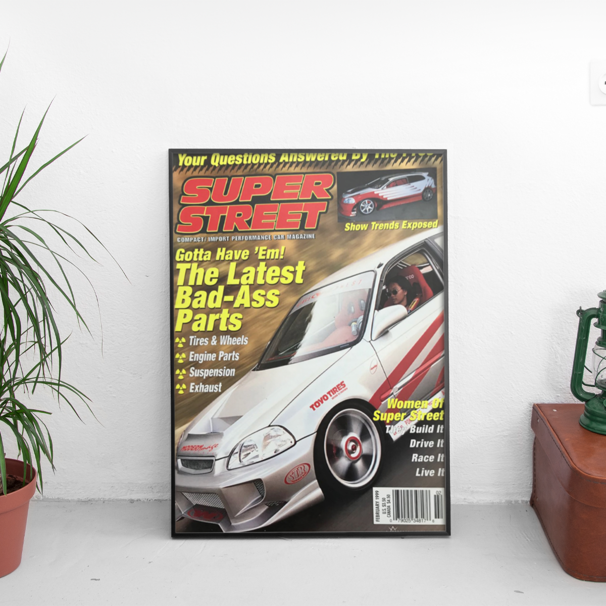 Super Street - Honda Civic Bad Ass Parts '99 - framed wall mockup