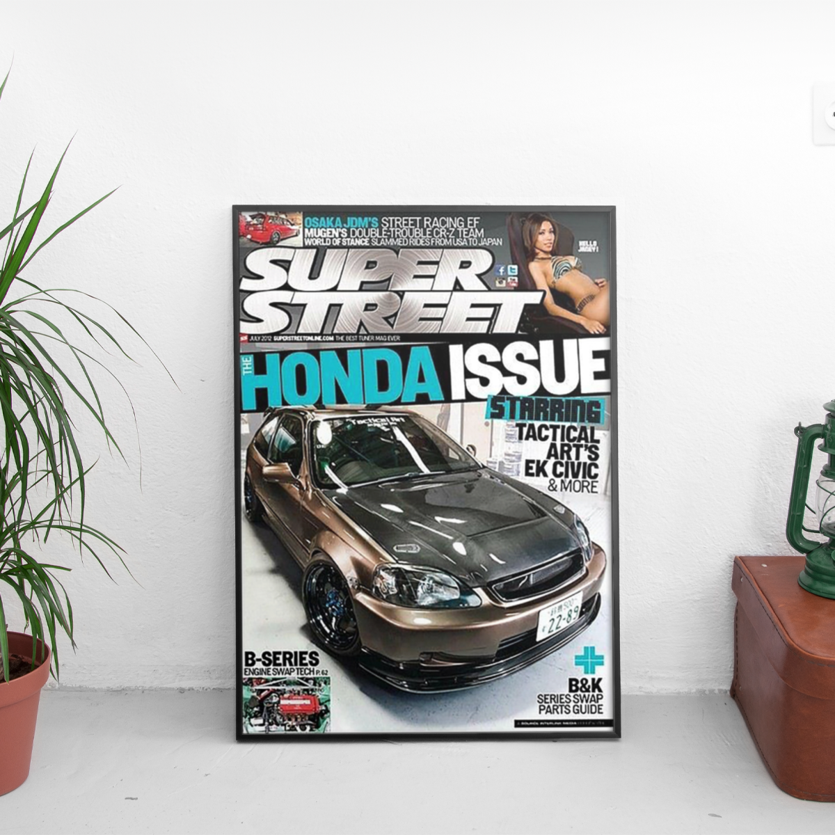 Super Street - Honda Tactical Art EK Civic - framed wall mockup