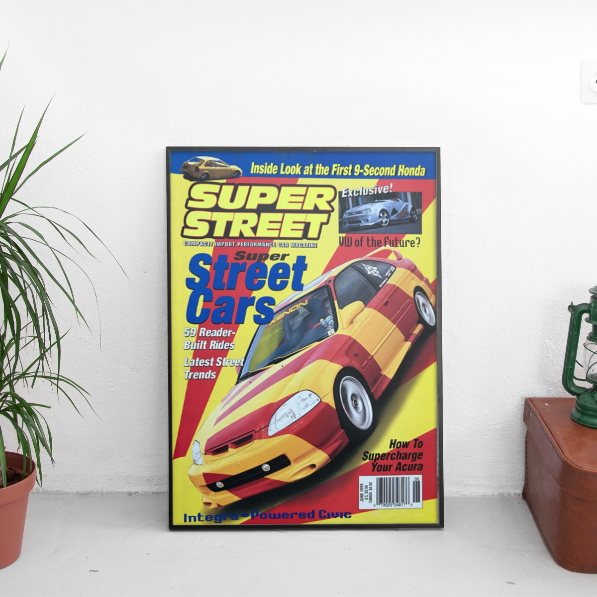 Super Street - Super Street Cars Honda Civic - framed wall mockup