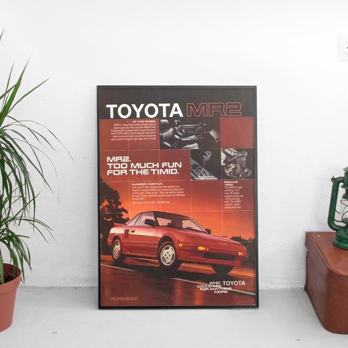 Toyota MR2 - Too Much Fun - framed wall mockup