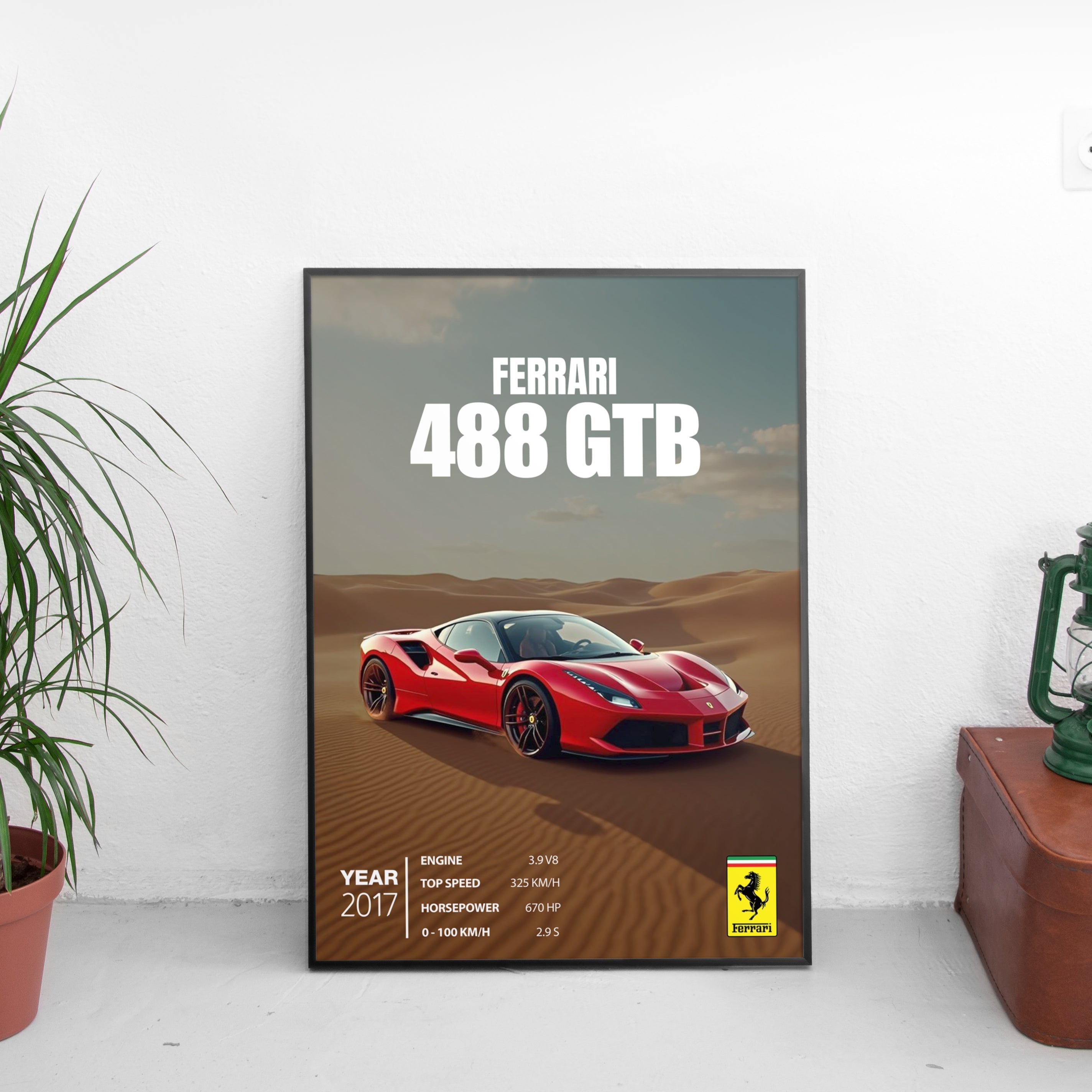 Ferrari 488 GTB Poster (2017) - Custom Car Poster