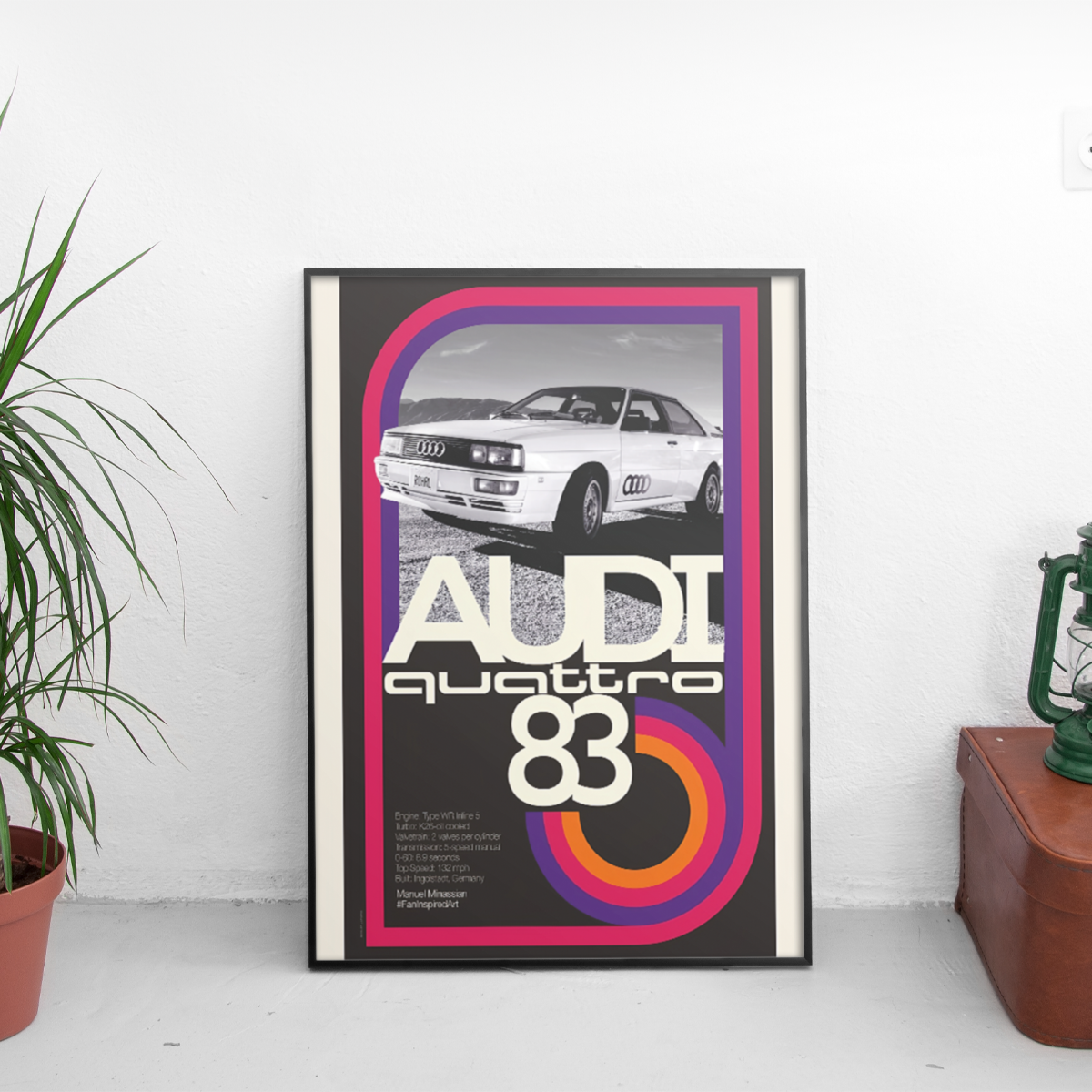 Audi quattro '83 Retro Fan Art - framed wall mockup