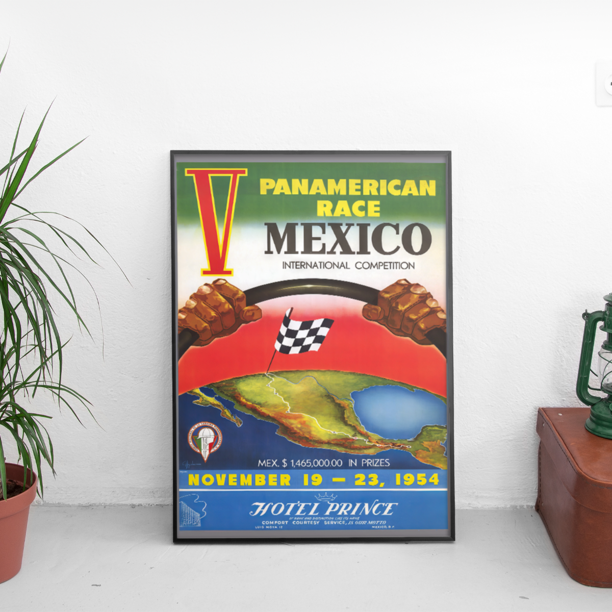 Carrera Panamericana Mexico '54 Race - framed wall mockup