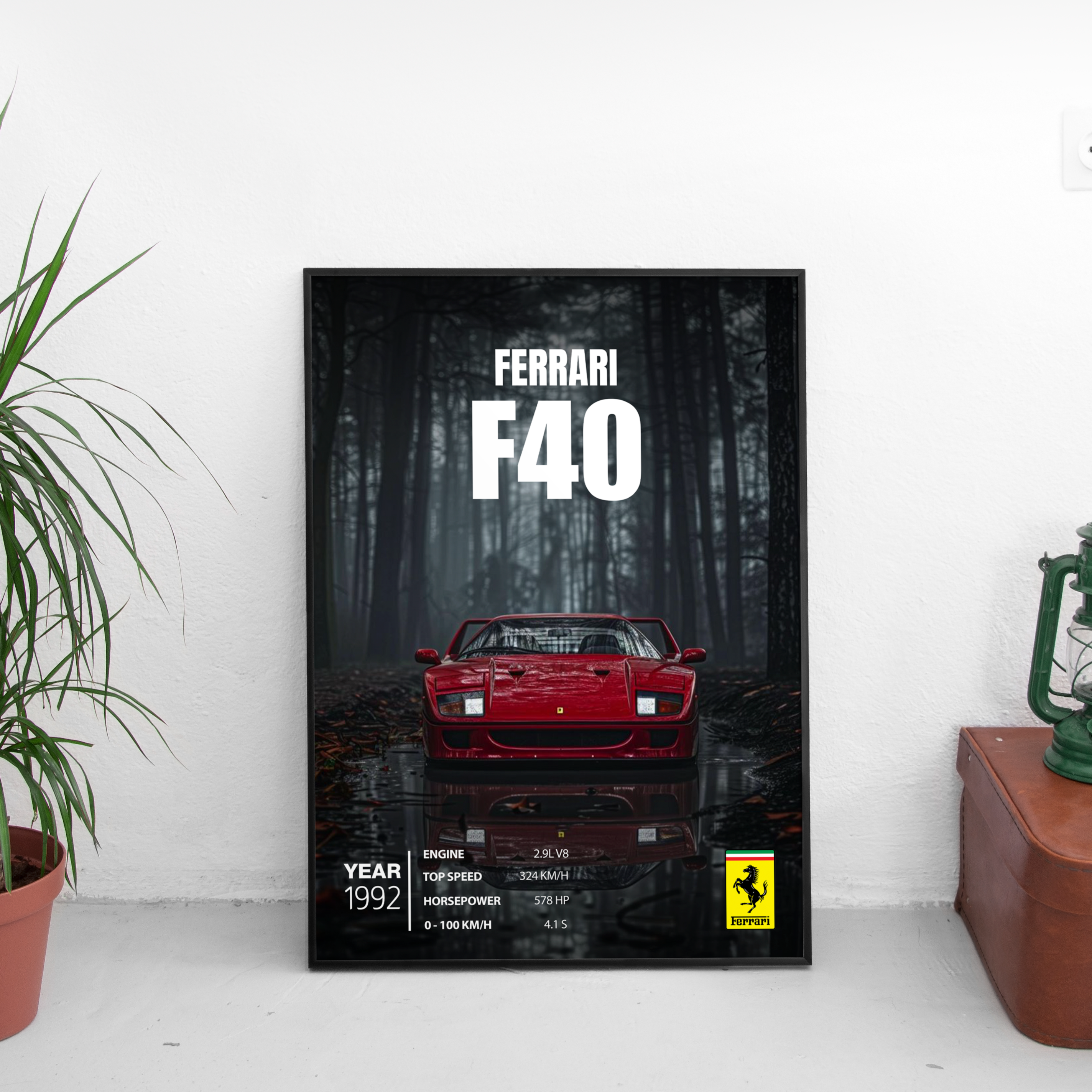 Ferrari F40 Poster (1992) - Custom Car Poster