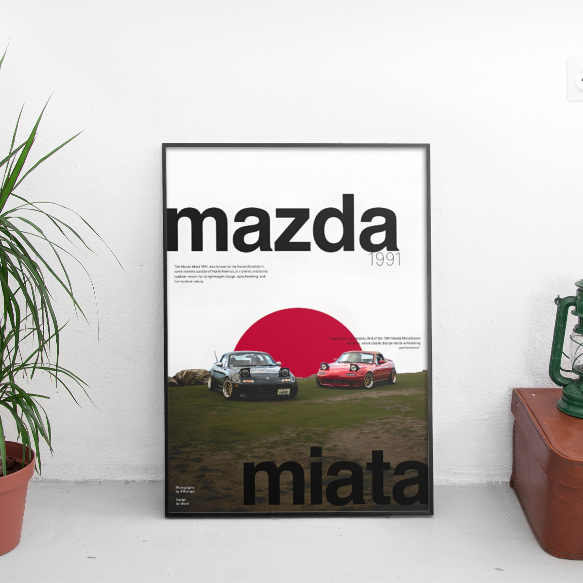Framed poster of  2 mazda Mazda Miatas .