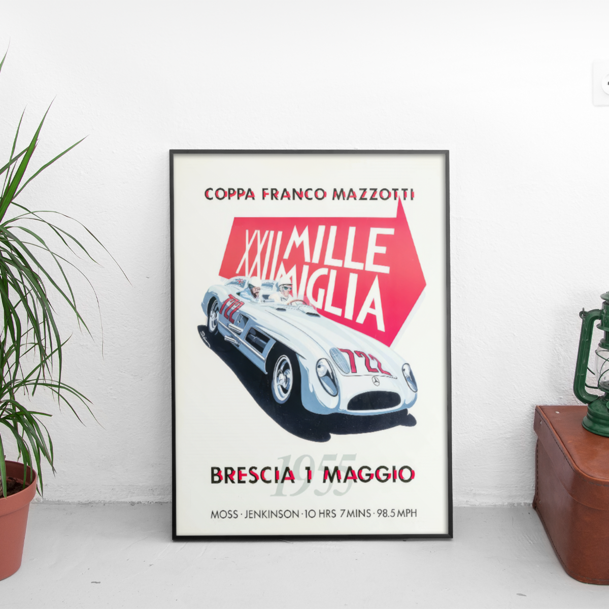 Mille Miglia '55 Brescia Mercedes 722 - framed wall mockup
