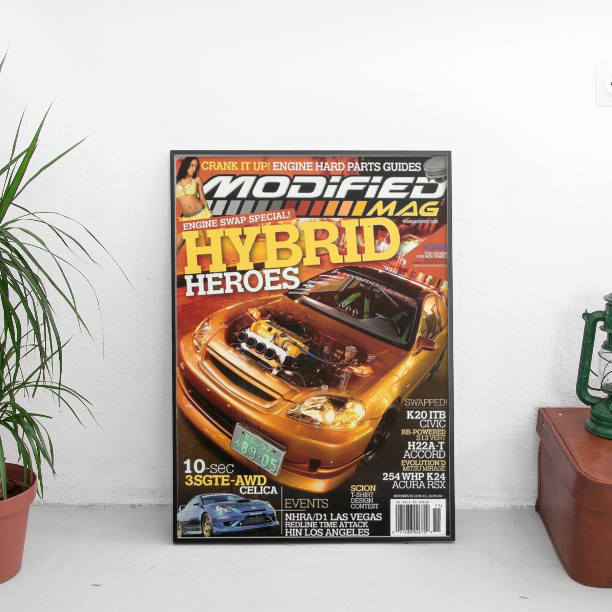 Modified Hybrid Heroes K20 Honda Civic EK '08 - framed wall mockup