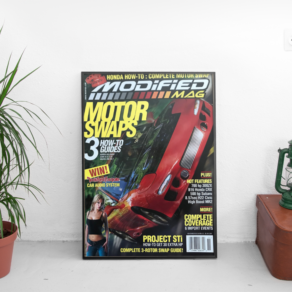 Modified Motor Swaps Mazda RX-7 FD 3 Rotor - framed wall mockup