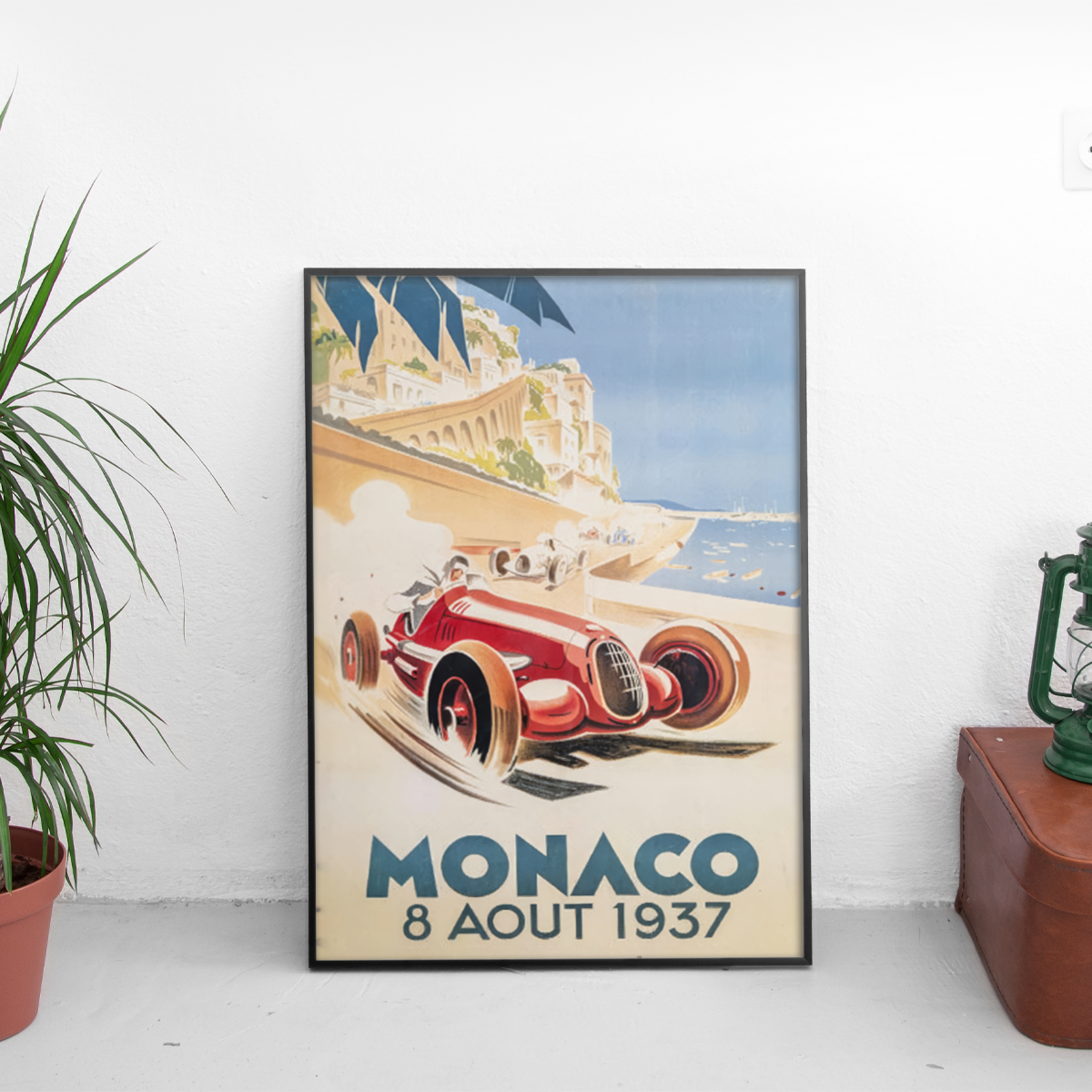 Monaco Grand Prix '37 Alfa Romeo Art Deco - framed wall mockup