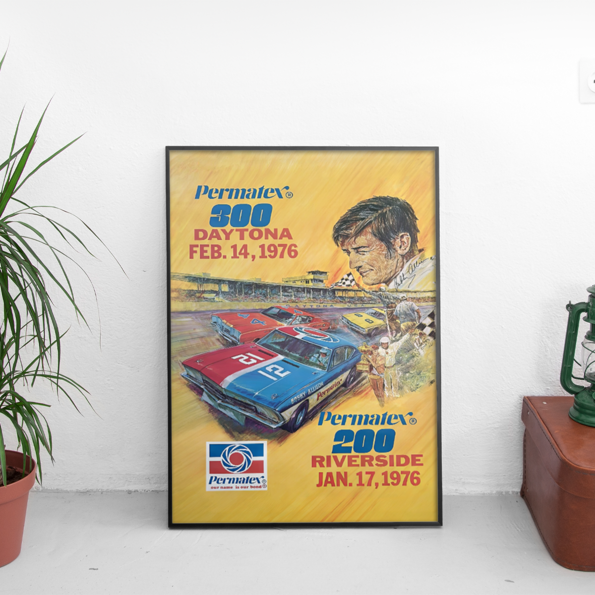 Permatex 300 Daytona 200 Riverside '76 Bobby - framed wall mockup