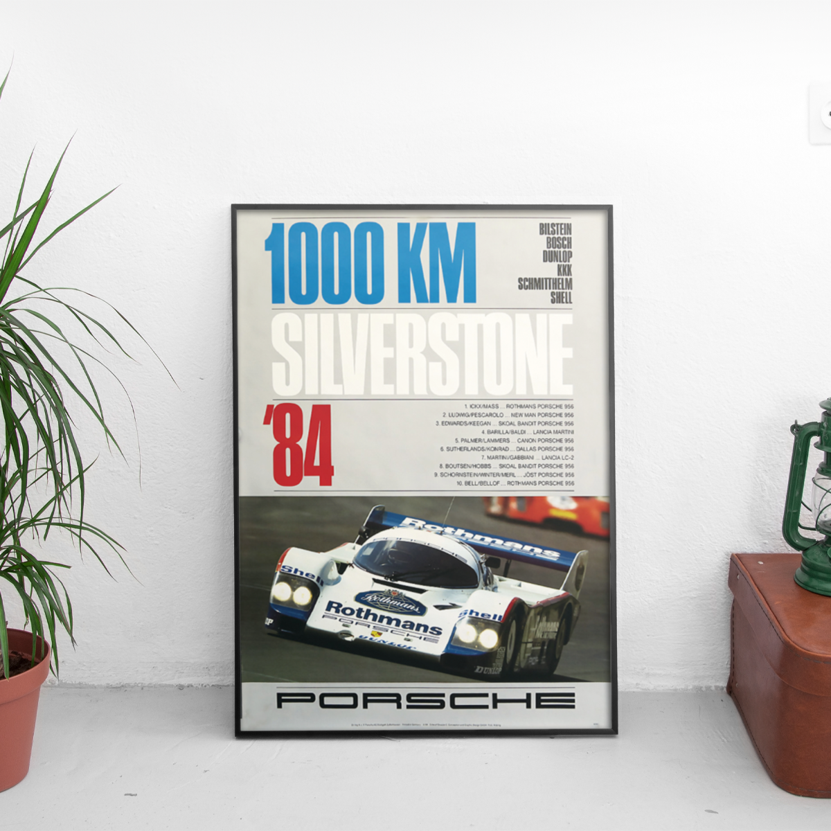 Porsche 1000km Silverstone '84 956 Rothmans - framed wall mockup