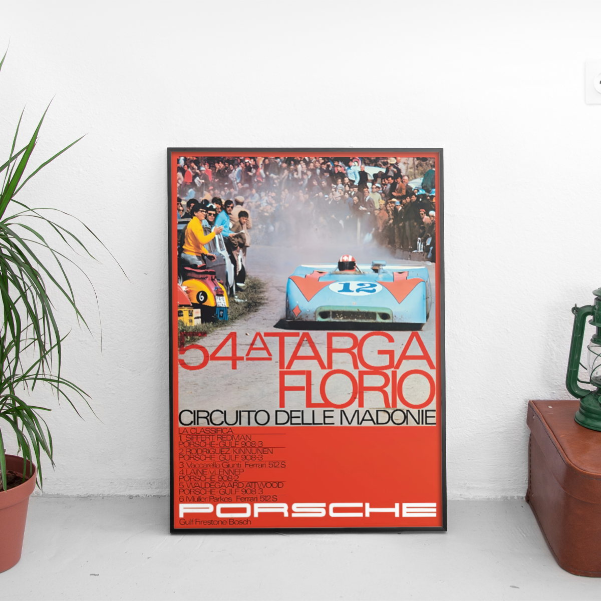 Porsche 908/3 - 54° Targa Florio Gulf - framed wall mockup