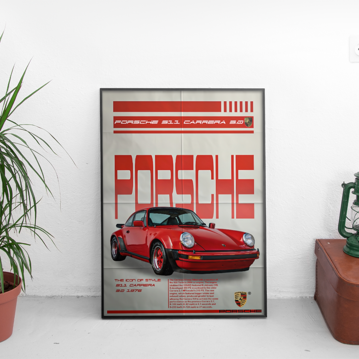 Porsche 911 Carrera 3.0 '76 Icon - framed wall mockup