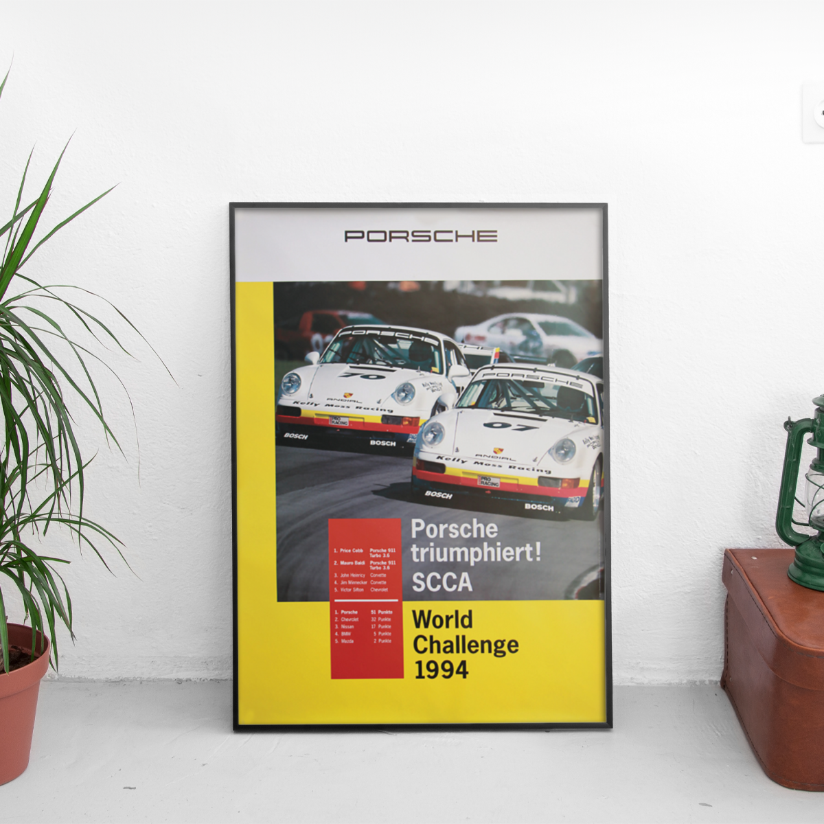 Porsche 911 SCCA World Challenge '94 Kelly - framed wall mockup