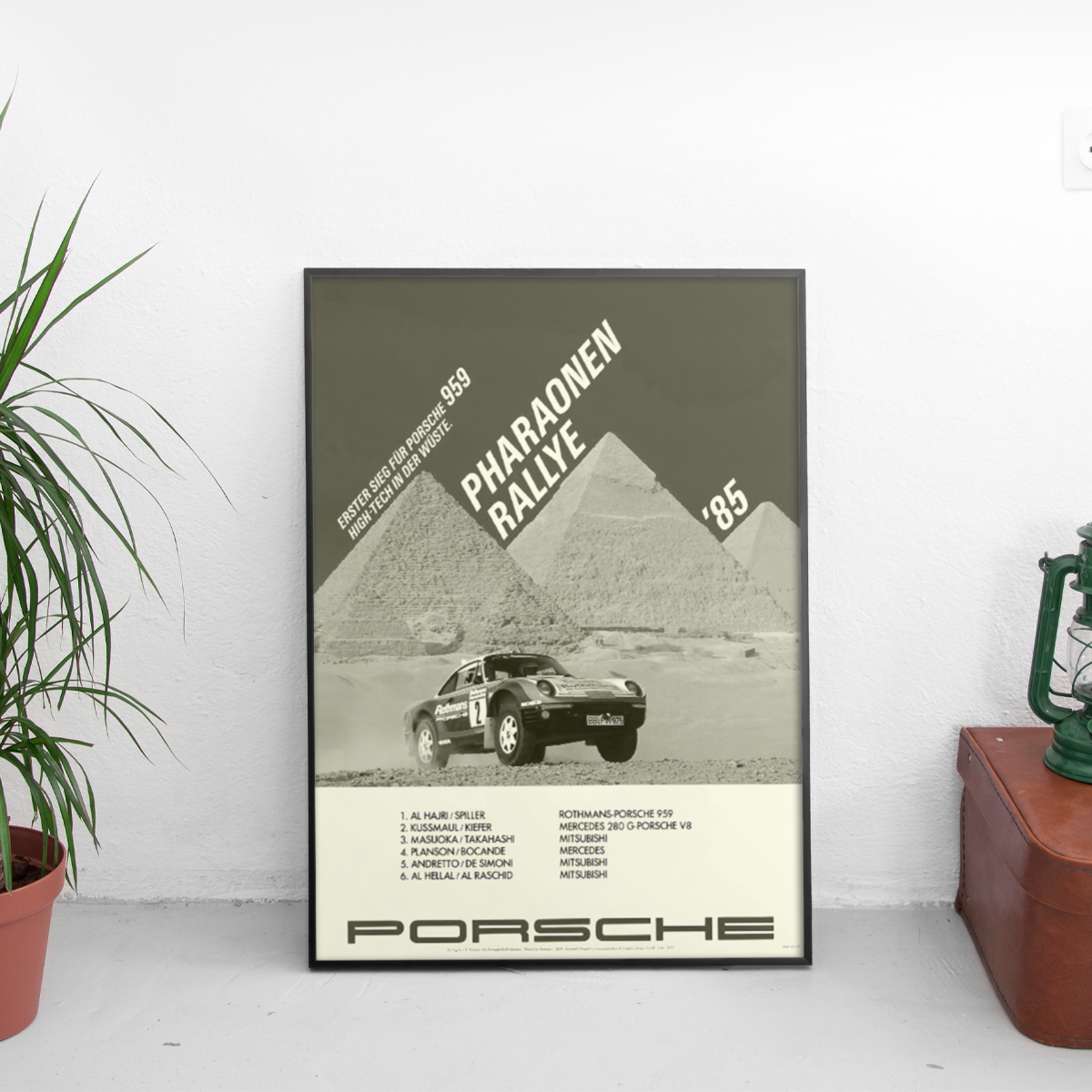 Porsche 959 Pharaonen Rallye '85 - framed wall mockup