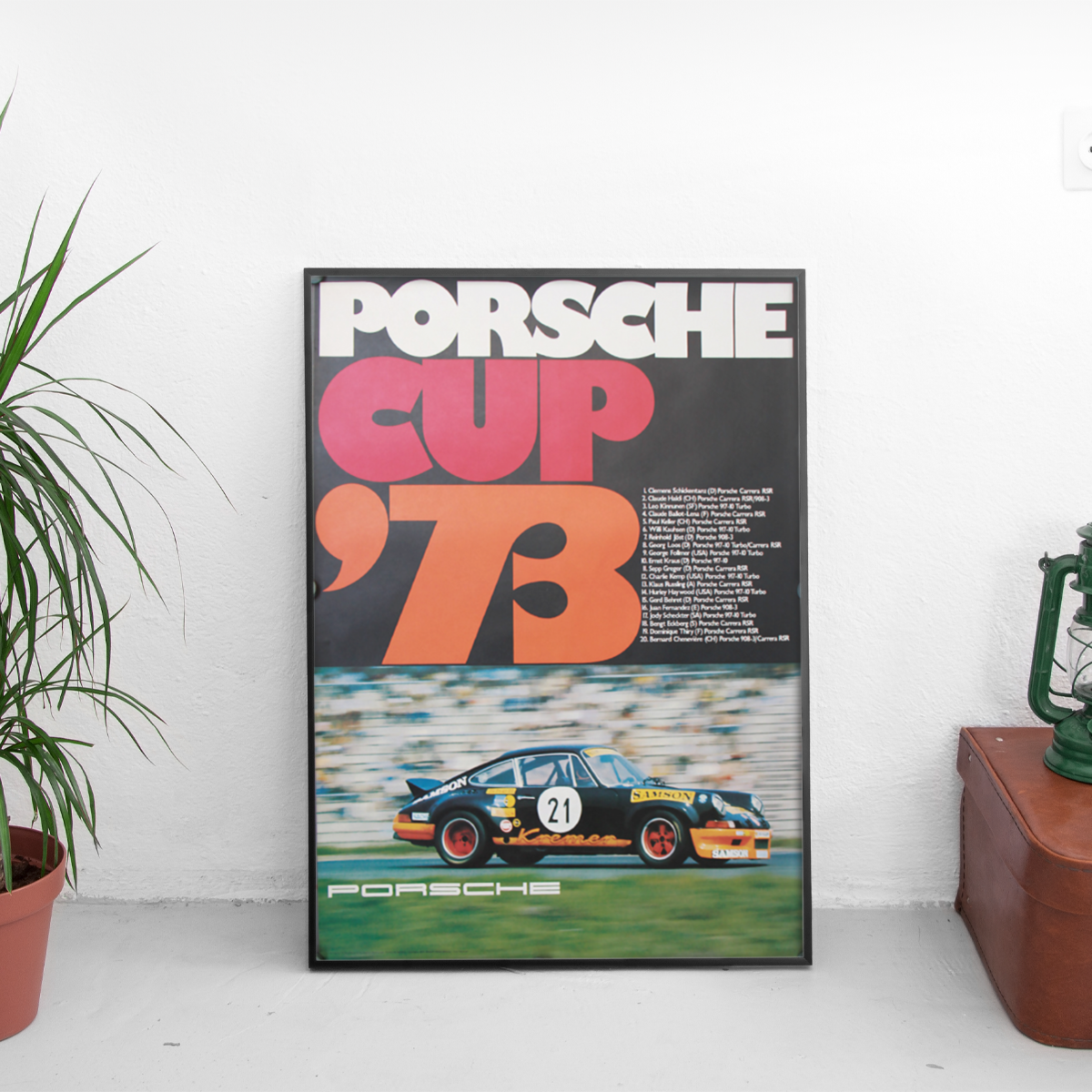 Porsche Cup '73 Carrera RSR Kremer Samson - framed wall mockup