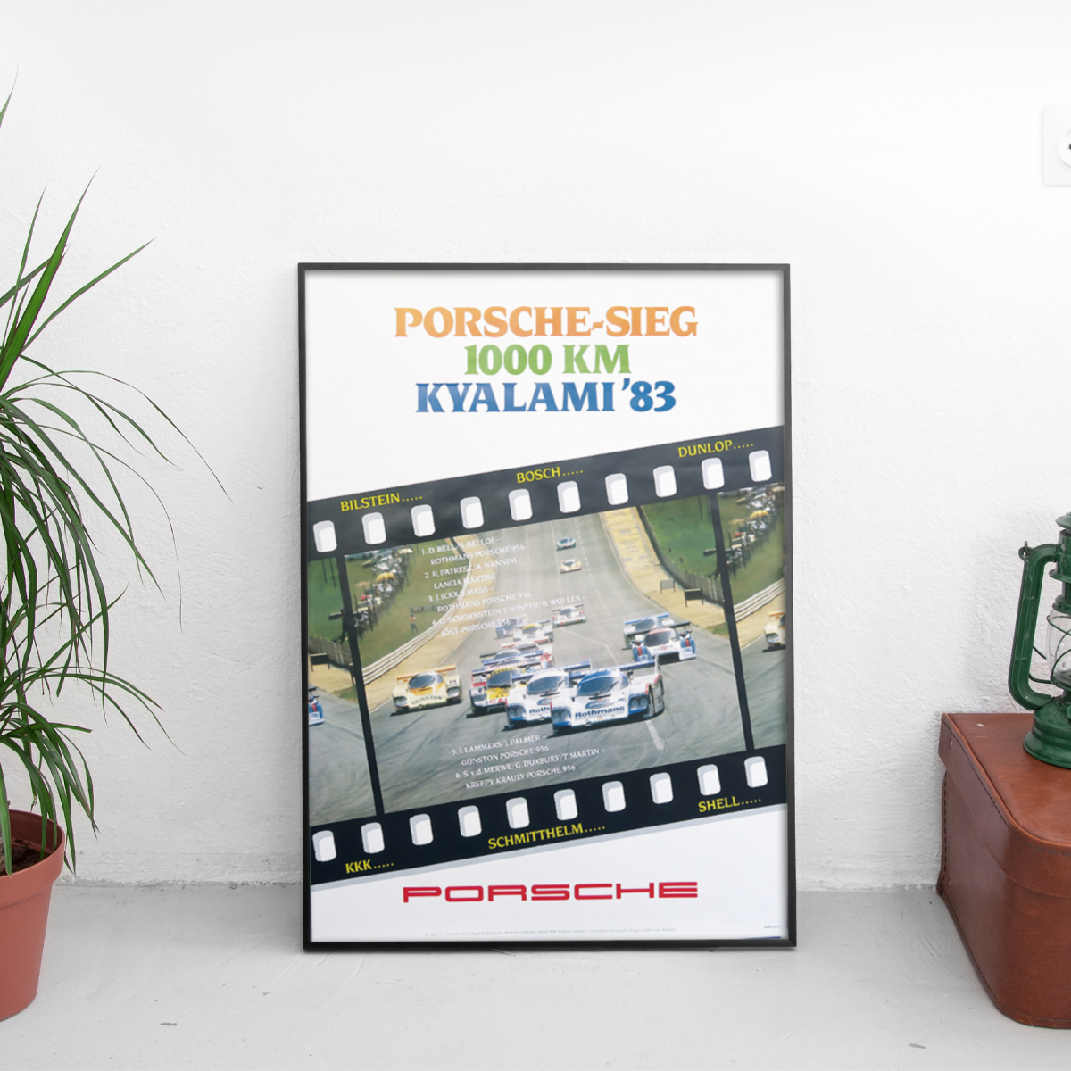 Porsche Sieg 1000km Kyalami '83 956 Rothmans - framed wall mockup