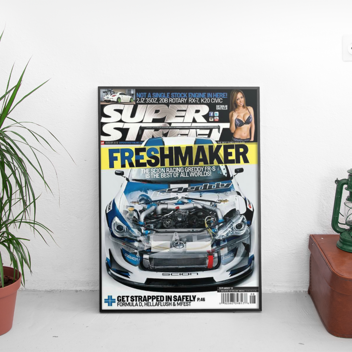 Super Street - Freshmaker Scion FR-S Greddy - framed wall mockup