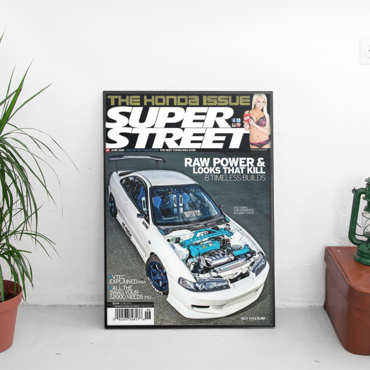 Super Street - Honda Integra Type-R K-Swap - framed wall mockup