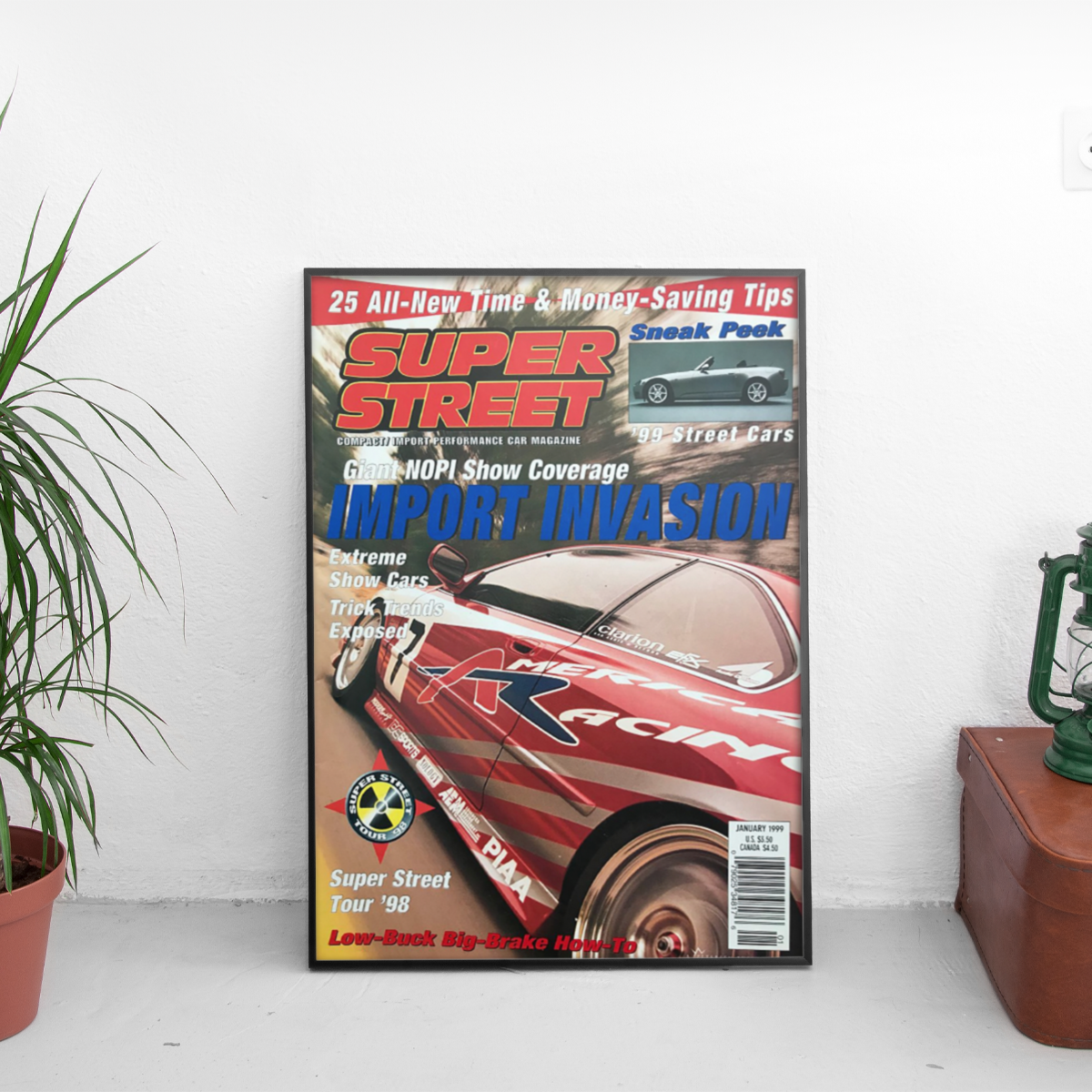 Super Street - Import Invasion Honda Civic - framed wall mockup
