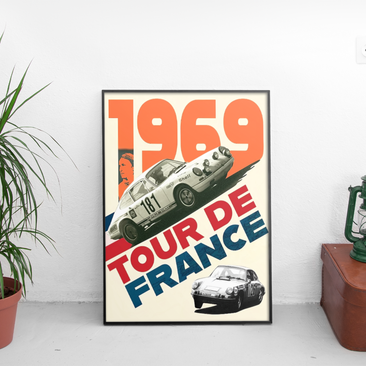 Tour de France '69 - Porsche 911 - framed wall mockup