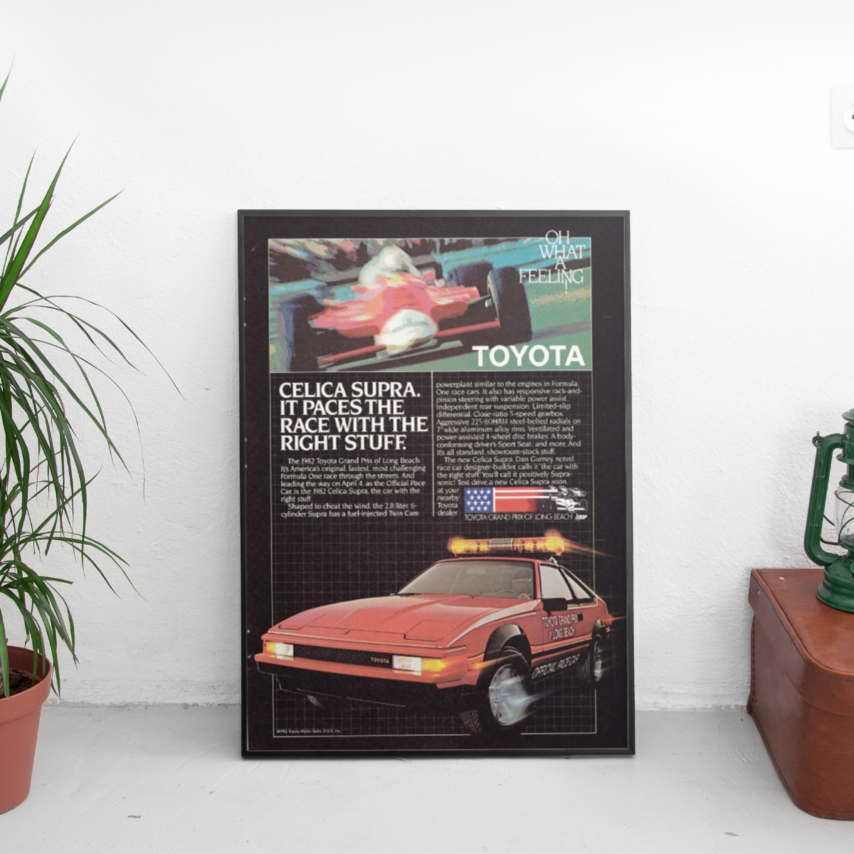 Toyota Supra MA61 Long Beach '82 - framed wall mockup