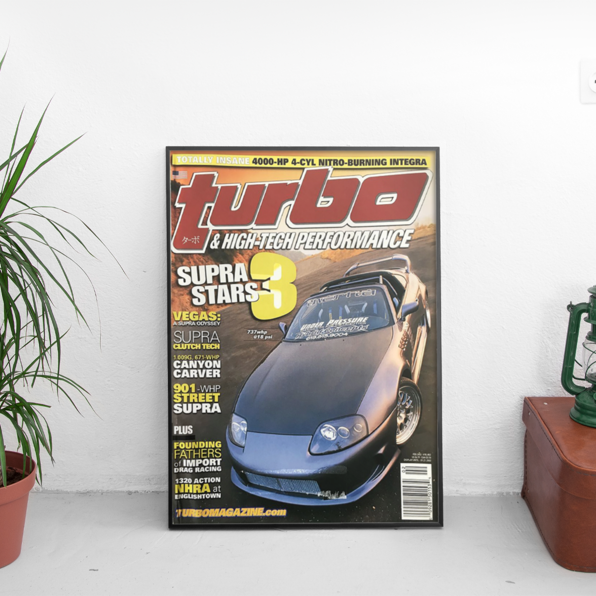 Turbo Supra Stars 3 Toyota Supra MK4 Drag - framed wall mockup