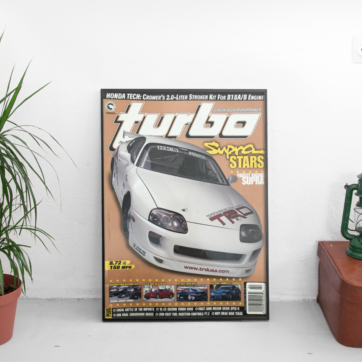 Turbo Supra Stars TRD Toyota Supra MK4 8.72 - framed wall mockup