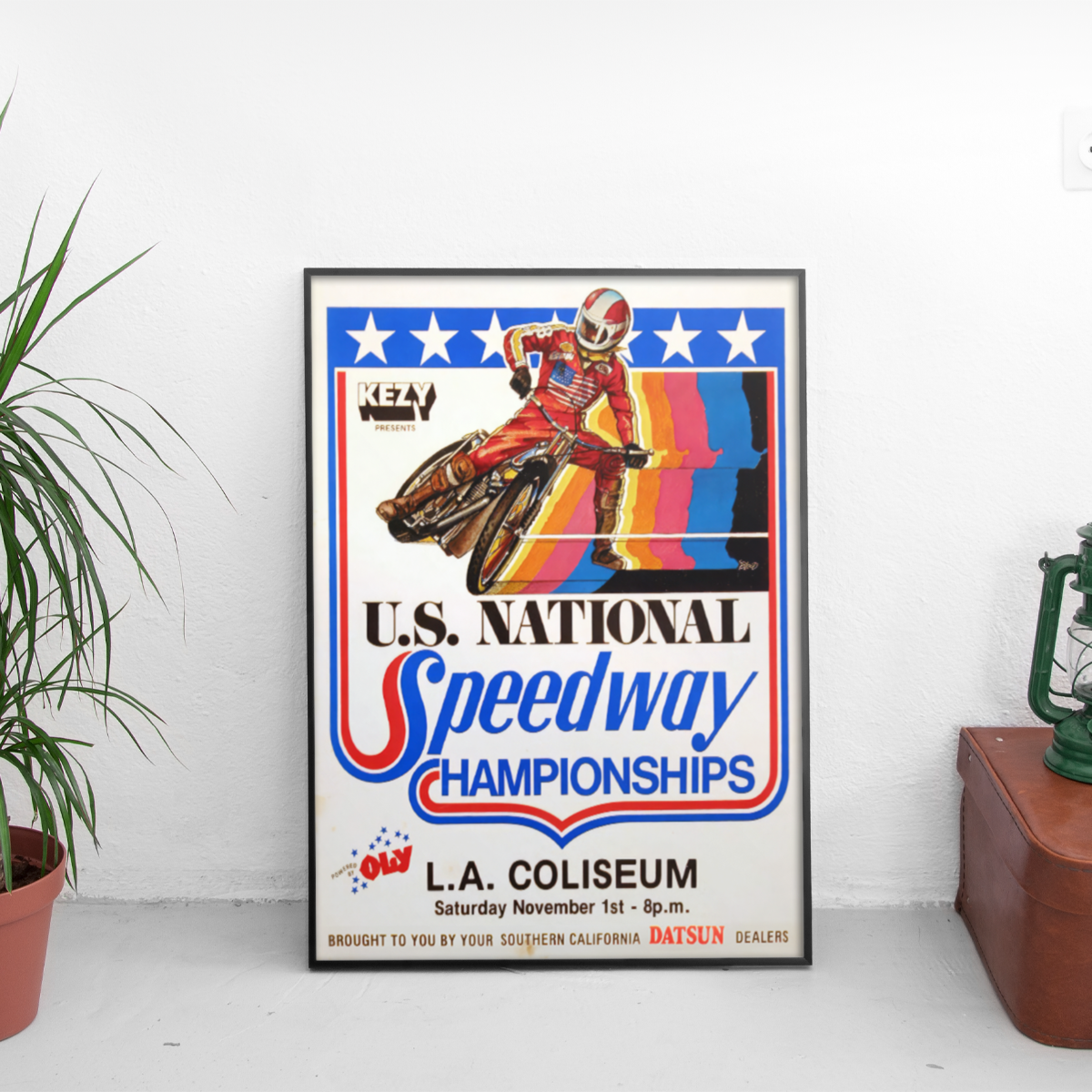 US National Speedway Flat Track LA Coliseum - framed wall mockup